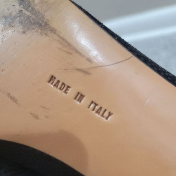 Salvatore Ferragamo Vintage Block Heel Patent Leather/Lizard Skin Black Size 7 - Picture 8 of 8